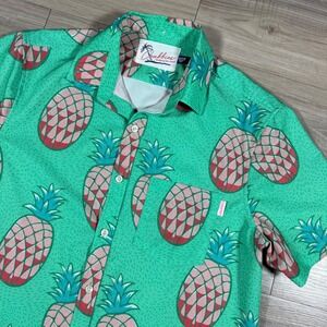 Chubbies Pineapple Print Performance Button Up Shirt‎ Green Pocket Size Medium
